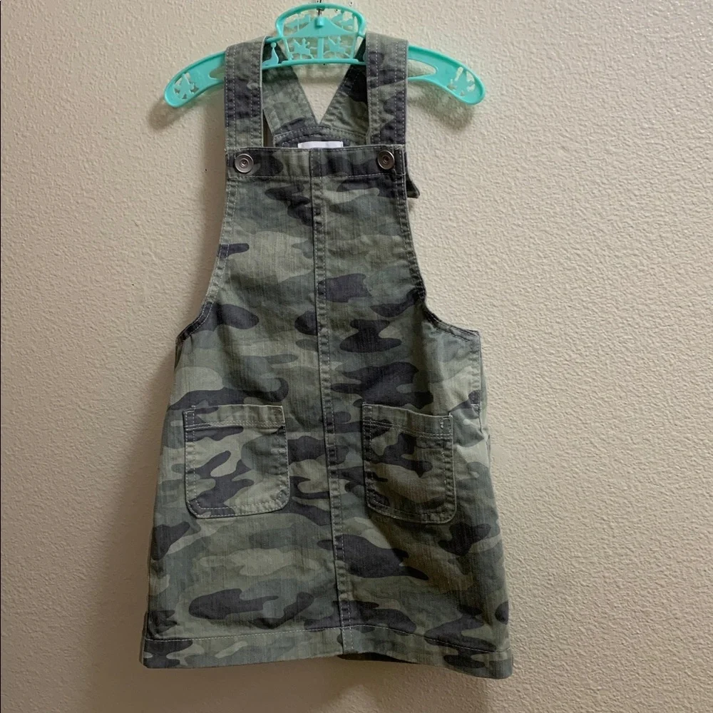 Children’s Place Camo Camouflage Overall Dress Size 5 Spring Summer Party Cotton